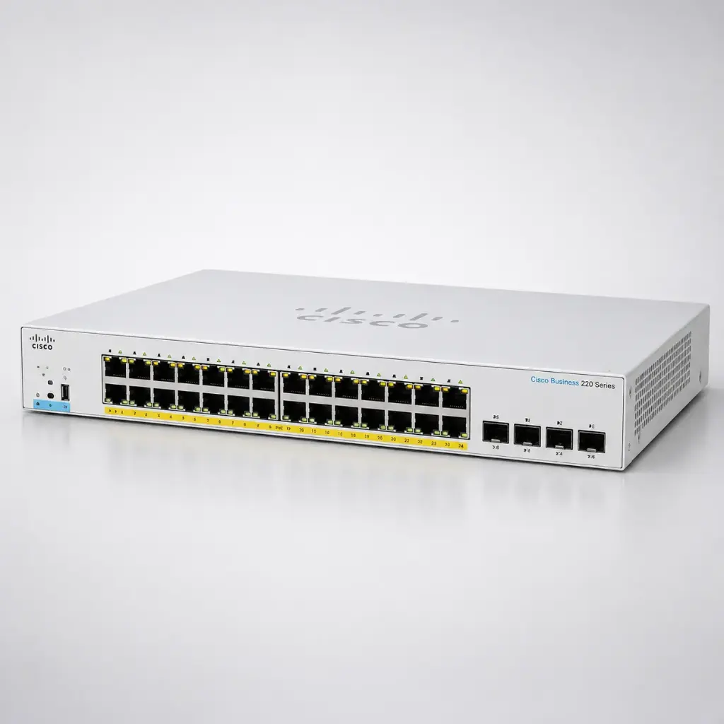 SWITCH CISCO CBS220-24P-4G, 24 PORT PoE 10/100/1000